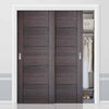 Two Sliding Wardrobe Doors & Frame Kit - Vancouver Flush Ash Grey Door - Prefinished