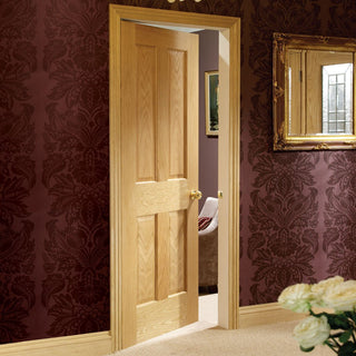 Image: door set kit regency 4 panelled oak door prefinish