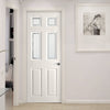 White PVC washington door with grained faces 4 sandblast border style toughened glass