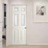 White PVC washington door with grained faces 4 sandblast border style toughened glass 