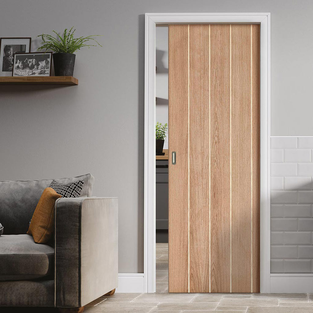 Wexford Oak Panel Evokit Pocket Fire Door - 30 Minute Fire Rated