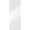 Single Sliding Door & Black Barn Track Victorian Shaker 4 Panel Door - White Primed