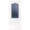 White PVC classic door with grained faces queen anne style toughened glass 