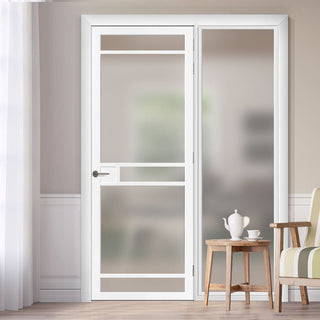 Image: Room Divider - Handmade Eco-Urban® Sheffield Door DD6312F - Frosted Glass - Premium Primed - Colour & Size Options