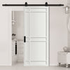 Top Mounted Black Sliding Track & Solid Wood Door - Eco-Urban® Leith 9 Panel Solid Wood Door DD6316 - Cloud White Premium Primed