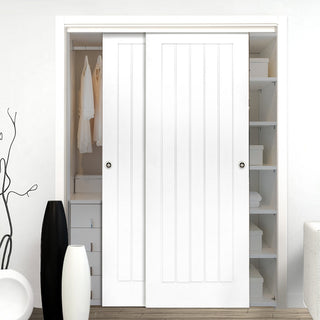 Image: Two Sliding Maximal Wardrobe Doors & Frame Kit - Ely White Primed Door