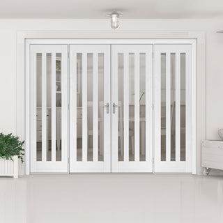 Image: Room Divider - Utah 3 Pane Clear Glass White Primed Double Doors with Double Sides