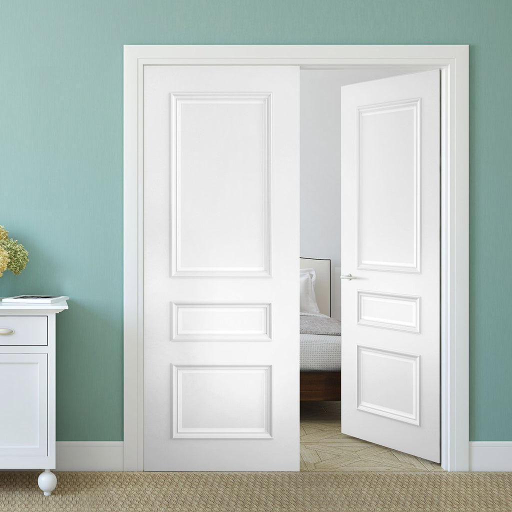 Bespoke Windsor White Primed Panel Internal Door Pair