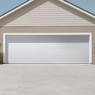 Image: Gliderol Electric Insulated Roller Garage Door from 4711 to 5320mm Wide - Laminated Woodgrain White