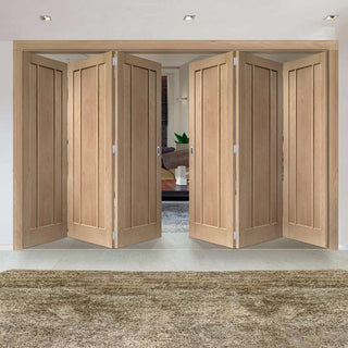 Image: Bespoke Thrufold Worcester Oak 3 Panel Folding 3+3 Door