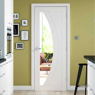 Image: Salerno Door  with Clear Glass - White Primed