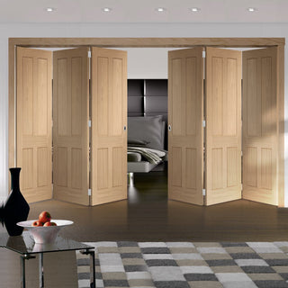 Image: Bespoke Thrufold Victorian 4P Oak Shaker Folding 3+3 Door