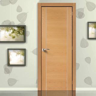 Image: Simpli Fire Door Set - Forli Oak Fire Door - Aluminium Inlay - Prefinished