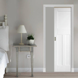 Image: DX 30's Shaker Style Panelled Evokit Pocket Fire Door - 30 Minute Fire Rated - White Primed
