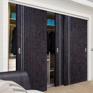 Image: Minimalist Wardrobe Door & Frame Kit - Three Zanzibar Ash Grey Doors - Prefinished 