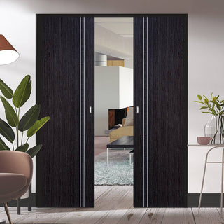 Image: Bespoke Ash Grey Zanzibar Double Frameless Pocket Door - Prefinished