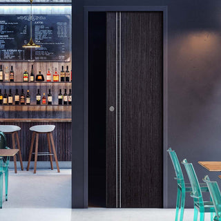 Image: Ash Grey Zanzibar Evokit Pocket Fire Door - 30 Minute Fire Rated - Prefinished