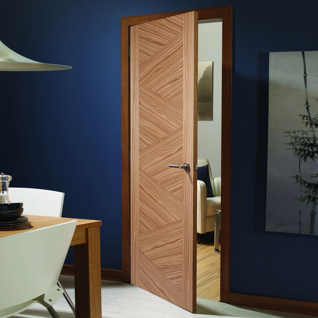 Contemporary walnut veneer interior door