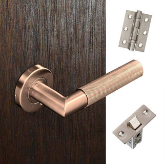Image: Zurich Door Handle Pack -Satin Copper