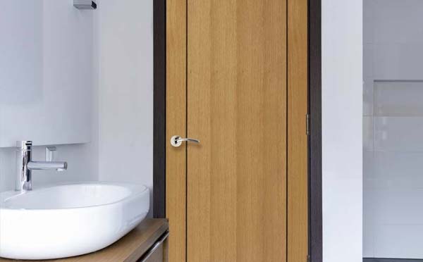 Clementine Oak Veneer Door With Walnut Inlays, Pre-Finished
