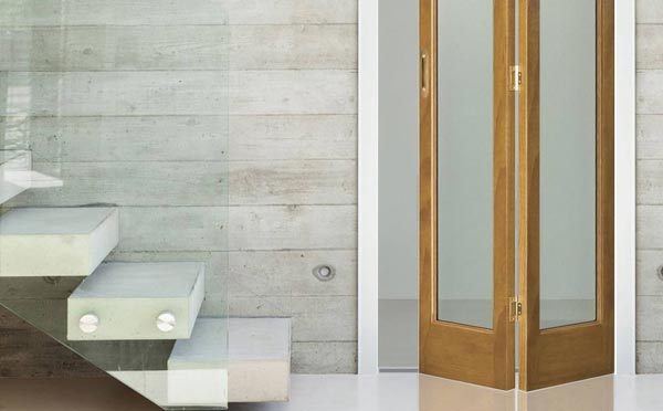 Interior Bifold Door, Marston Oak Bi-Fold with Clear Flat Safety Glass
