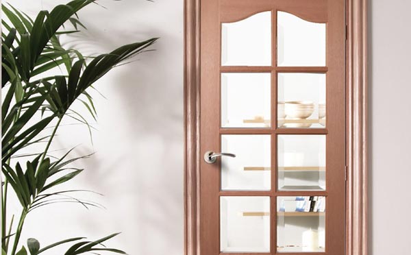 Kent 8 light Hardwood Timber Door with Bevelled Clear Safety Glass