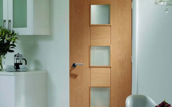 Messina Oak Door with Obscure Safety Glass