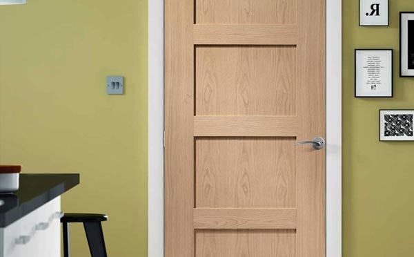 Shaker 4 Panel Oak Fire Door with 30 minute Fire Rating
