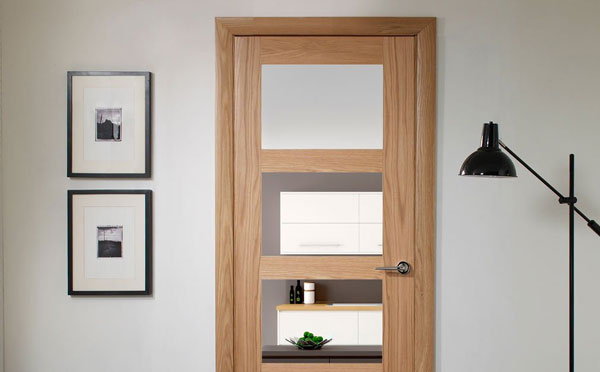 Shaker Oak 4 Pane Door with Clear Glass