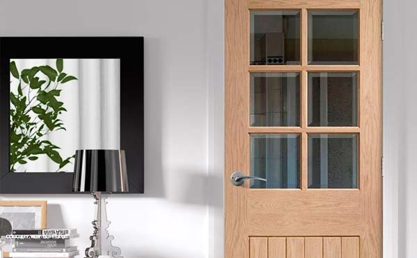 Stunning Suffolk White Oak 6 Light Door with Bevelled Clear Glass