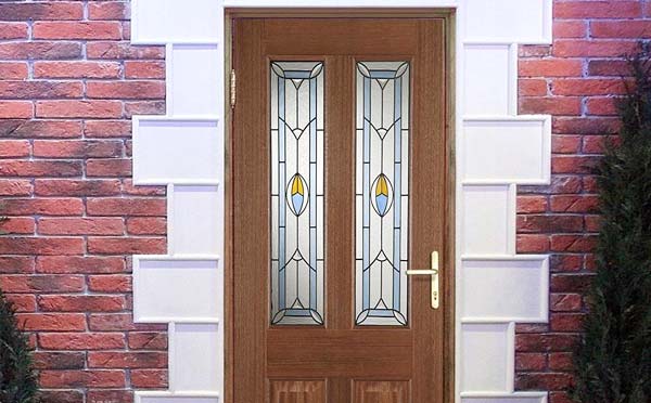 The Glorious Edwardian Blue External Hardwood Door has Coloured Tri Glazing