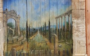 Fresco style painted door