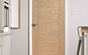 Palermo Oak Fire Door with Obscure Safety Glass