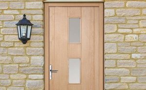 A Modern Copenhagen Style External Oak Door with Frosted Double Glazing