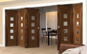 Frosted glass folding doors