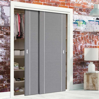 Image: Grey Sliding Wardrobe Doors