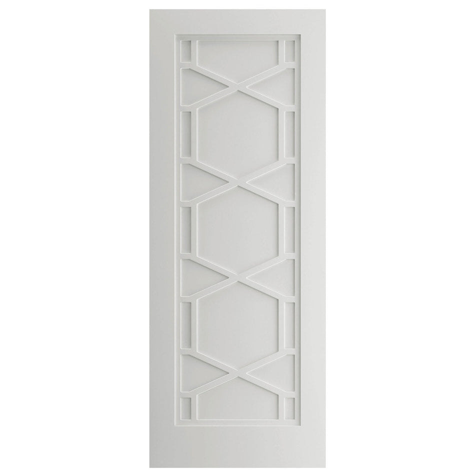 Sliding Top Mounted Black Folding Track & Double Door - Shaker Quartz Internal Door - White Primed