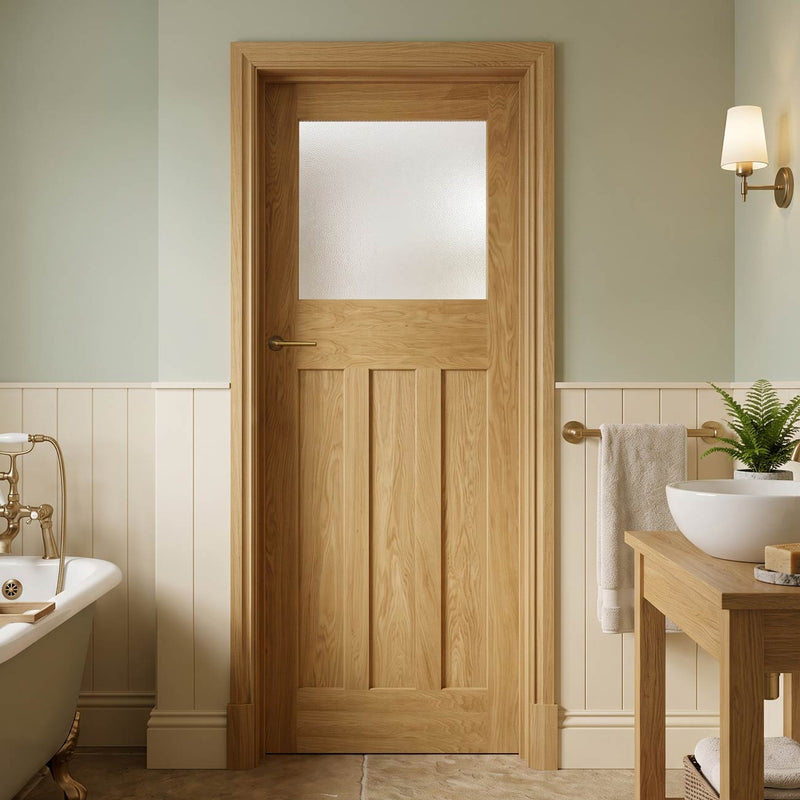 1930's Oak Internal Door - Frosted Glass