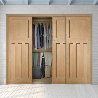 Image: Minimalist Wardrobe Door & Frame Kit - Three DX Oak Panel Door - 1930's Style