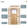 EasiKit Internal Door and Frame Kit - 1930's Oak Internal Door - Frosted Glass