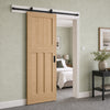 Top Mounted Black Sliding Track & Door - Value 1930's Oak Shaker Internal Door - Unfinished