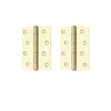 One Pair of Ares Loft Style Polished Gold Finish Square Cornered Hinges 102x67x2mm