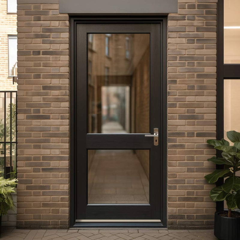 2XGG Exterior Meranti Wooden Front Door - Clear Double Glazing - Colour Options