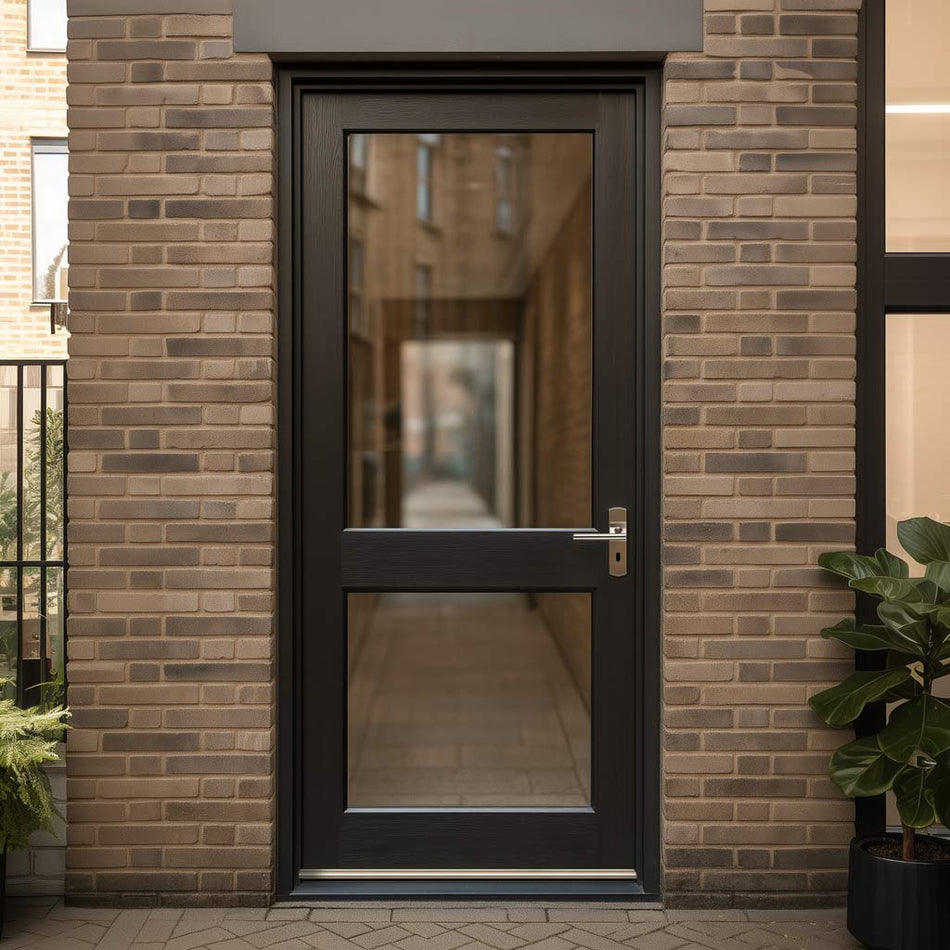 2XGG Exterior Meranti Wooden Front Door - Clear Double Glazing - Colour Options