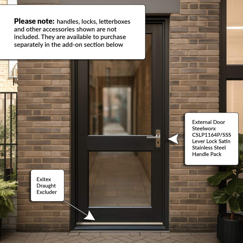 2XGG Exterior Meranti Wooden Front Door - Clear Double Glazing - Colour Options