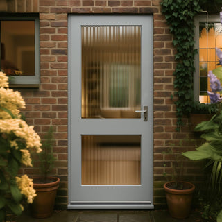 Image: 2XGG Exterior Meranti Wooden Door - Reeded Double Glazing - Colour Options