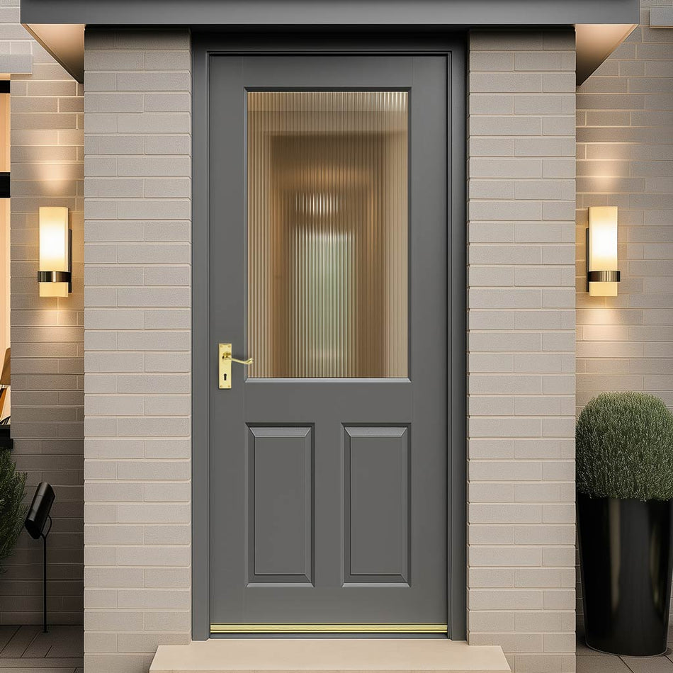 2XG Exterior Hardwood Front Door - Reeded Double Glazing - Colour Options
