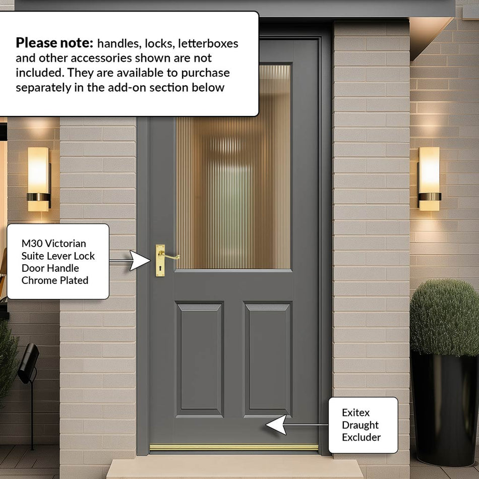 2XG Exterior Hardwood Front Door - Reeded Double Glazing - Colour Options
