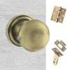 Three Pack Harrogate Mushroom Old English Mortice Knob Matt Antique Brass Combo Handle Pack