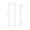 Concord XL 400mm Back to Back Pull Handle Pack - 4 Square Hinges - Satin Stainless Steel